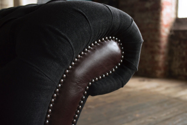 Chesterfield Original Sofa JVMoebel Couch Fabric Sofas Couches Material Black New