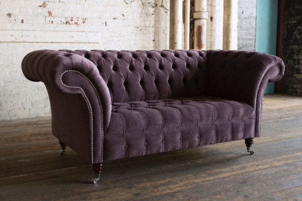 Sofa 2-seater Chesterfield design relax sofas upholstered modern couches purple new