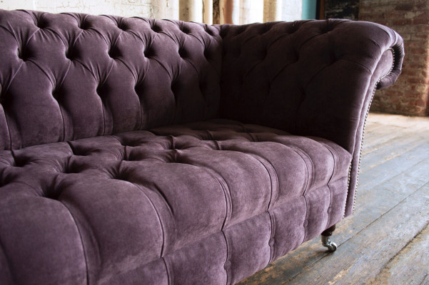 Sofa 2-seater Chesterfield design relax sofas upholstered modern couches purple new