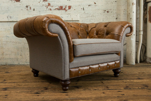 Chesterfield Design Fabric Couch Chair 1.5 Seater Upholstery Sofas Lounge New Club