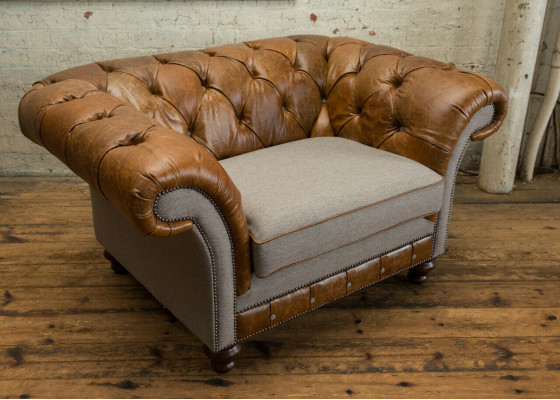 Chesterfield Design Fabric Couch Chair 1.5 Seater Upholstery Sofas Lounge New Club
