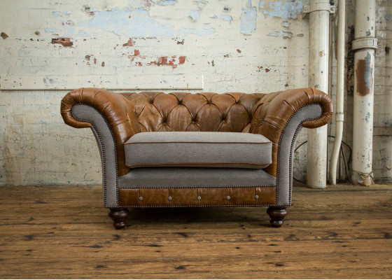 Chesterfield Design Fabric Couch Chair 1.5 Seater Upholstery Sofas Lounge New Club
