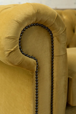 Chesterfield Sofa 2-Seater Upholstered Couches Couch Three-Seater Yellow Sofas Velvet New