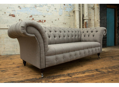 Classic Chesterfield design couch 3-seater sofa couch velvet leather large 225cm