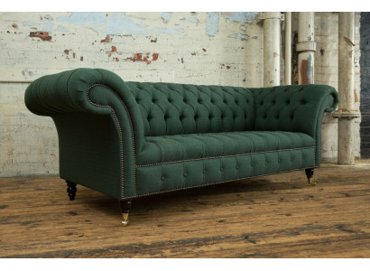 Classic Chesterfield design couch 3-seater sofa velvet big 225cm leather