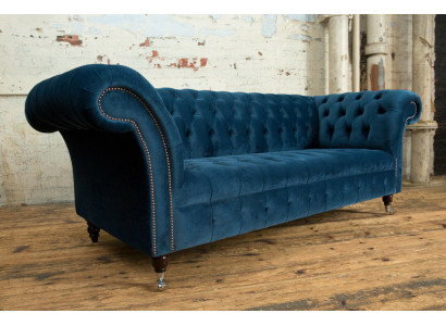 Big Chesterfield sofa couch upholstered designer couches velvet textile leather new.