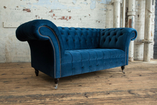 Big Chesterfield sofa couch upholstered designer couches velvet textile leather new.