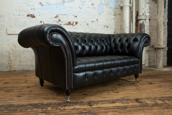Chesterfield Original Sofa JVMoebel Couch Textile Sofas Couches Fabric Black New