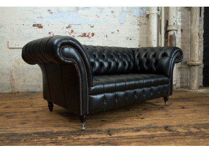 Chesterfield Original Sofa JVMoebel Couch Textile Sofas Couches Fabric Black New