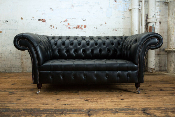 Chesterfield Original Sofa JVMoebel Couch Textile Sofas Couches Fabric Black New