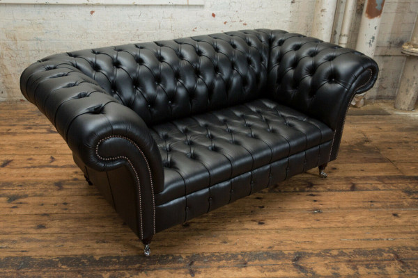 Chesterfield Original Sofa JVMoebel Couch Textile Sofas Couches Fabric Black New