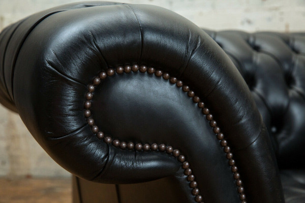Chesterfield Original Sofa JVMoebel Couch Textile Sofas Couches Fabric Black New