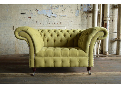 Chesterfield Design Fabric Couch Armchair 1.5 Seater Upholstered Sofas Lounge Velvet Green