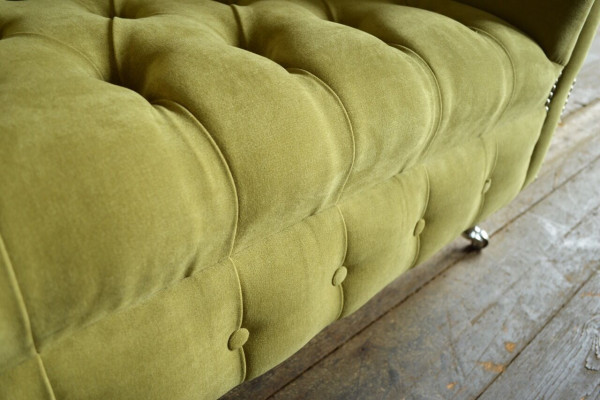Chesterfield Design Fabric Couch Armchair 1.5 Seater Upholstered Sofas Lounge Velvet Green