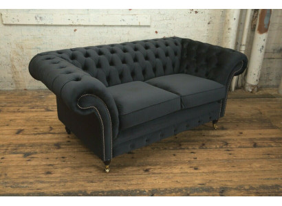 Chesterfield Original Sofa JVMoebel Textile Sofas Couches Fabric Gray 185cm Couch
