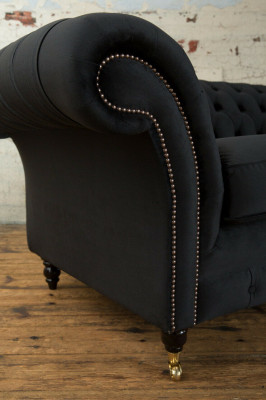 Chesterfield Original Sofa JVMoebel Textile Sofas Couches Fabric Gray 185cm Couch
