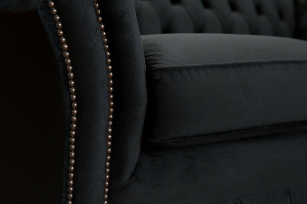 Chesterfield Original Sofa JVMoebel Textile Sofas Couches Fabric Gray 185cm Couch