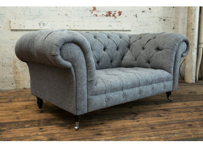 Luxury 2-seater couch upholstered sofa leather fabric couches Chesterfield suite new