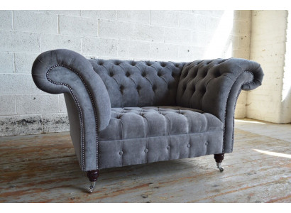 Armchair Couch Upholstery Sofa Chesterfield Couches 1.5-Seater Single-Seater Gray Textile