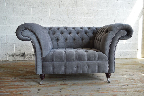 Armchair Couch Upholstery Sofa Chesterfield Couches 1.5-Seater Single-Seater Gray Textile