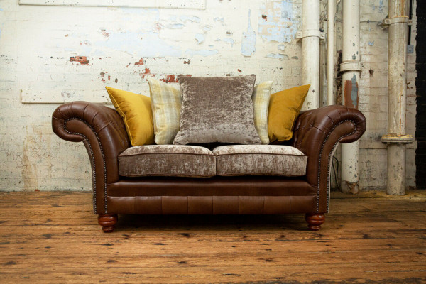 Chesterfield 2-seater sofa leather couch upholstery seat suite two-seater new
