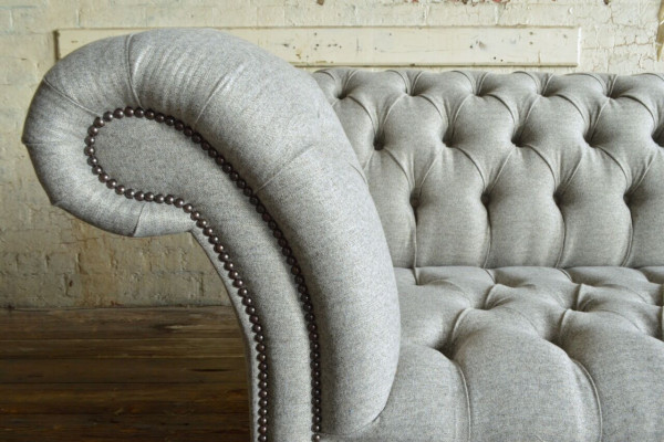 Chesterfield Design Fabric Couch Armchair 1.5 Seater Upholstered Sofas Lounge Gray Velvet