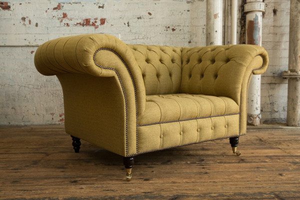 Armchair Couch Upholstery Sofa Textile Chesterfield Couches 1.5-Seater Single-Seater Yellow