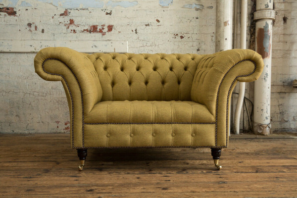 Armchair Couch Upholstery Sofa Textile Chesterfield Couches 1.5-Seater Single-Seater Yellow