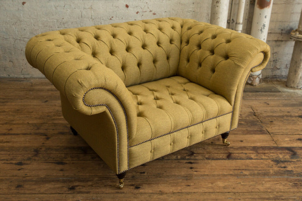 Armchair Couch Upholstery Sofa Textile Chesterfield Couches 1.5-Seater Single-Seater Yellow