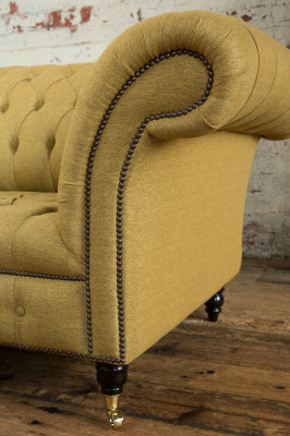 Armchair Couch Upholstery Sofa Textile Chesterfield Couches 1.5-Seater Single-Seater Yellow