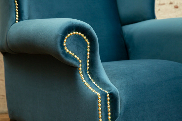 Wingback chair, Chesterfield sofa, couch upholstery, 1-seater armchair, sofas, textile, turquoise.
