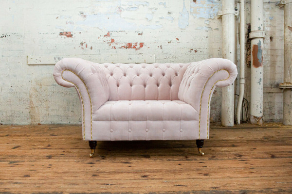 Chesterfield armchair TV couch 1-seater sofa fabric couches new textile upholstery