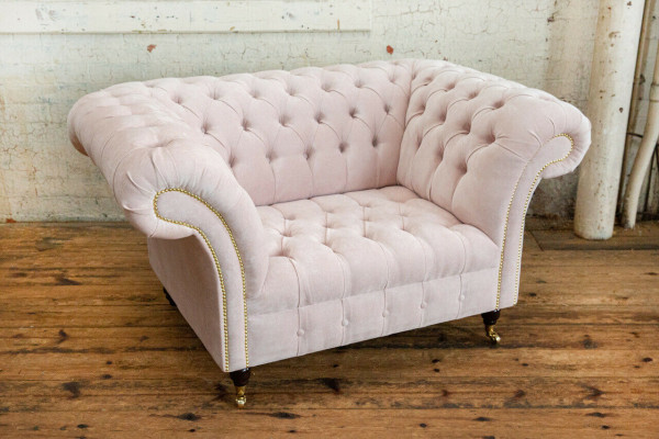 Chesterfield armchair TV couch 1-seater sofa fabric couches new textile upholstery