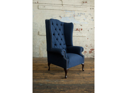 Chesterfield wingback armchair sofa couch upholstery 1-seater armchair sofas textile blue