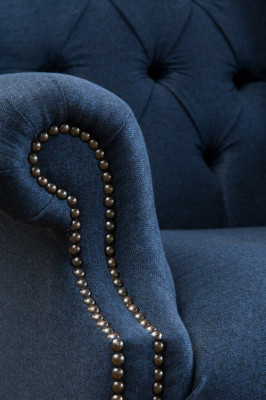 Chesterfield wingback armchair sofa couch upholstery 1-seater armchair sofas textile blue