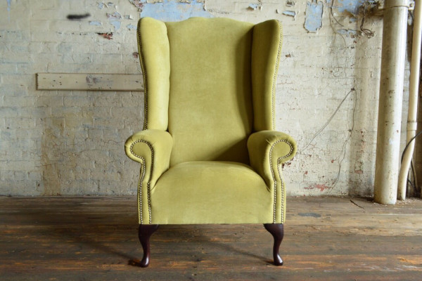 Wingback Chair Chesterfield Sofa Couch Upholstery 1-seater Armchair Sofas Textile Yellow
