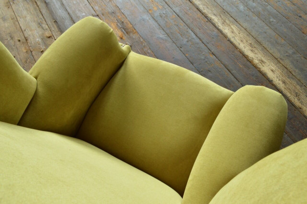 Wingback Chair Chesterfield Sofa Couch Upholstery 1-seater Armchair Sofas Textile Yellow