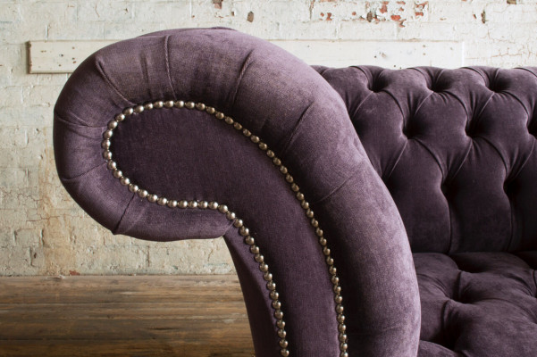 Chesterfield armchair couch upholstered sofa couches 1.5 seater single-seater purple fabric