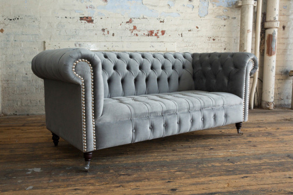 Chesterfield 3-seater designer sofa upholstery sofas couches fabric textile three-seater