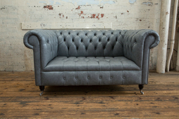 Sofa Chesterfield 2-Seater Couch Upholstered Seat Textile Fabric Leather Couches Sofas