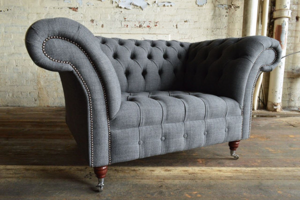 Chesterfield Design Fabric Couch Armchair 1.5 Seater Upholstery Sofas Lounge New Club