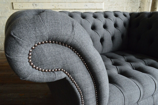 Chesterfield Design Fabric Couch Armchair 1.5 Seater Upholstery Sofas Lounge New Club