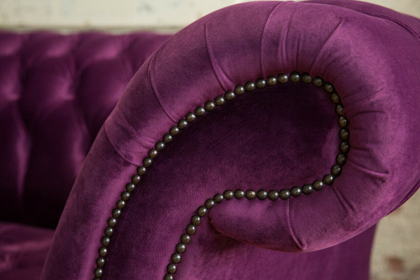 Chesterfield Design Luxury Upholstered Sofa Couch Seat Set Leather Textile Purple New