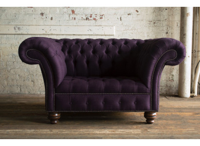 Chesterfield Design Armchair Fabric Couch 1.5-Seater Upholstered Sofa Lounge Velvet Purple