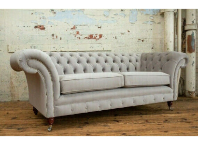 Chesterfield Couch Sofa Upholstered 3-Seater Couches Seat Suite Sofas White New