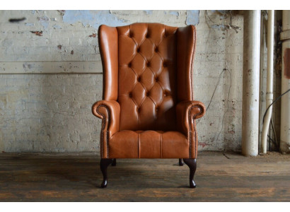 Chesterfield armchair wingback sofa fabric couches upholstery brown lounge