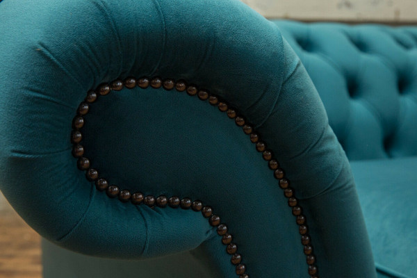 Chesterfield sofas 3-seater couch upholstery seat textile fabric leather couches turquoise