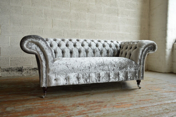 Chesterfield 2-seater couch, upholstered sofa, designer couches, seat, velvet, textile, new