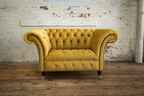 Chesterfield armchair seat textile fabric faux leather leather couch upholstery single seater