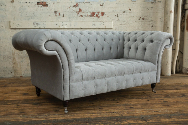 Chesterfield sofa 2-seater couch upholstered seat fabric textile velvet couches sofas